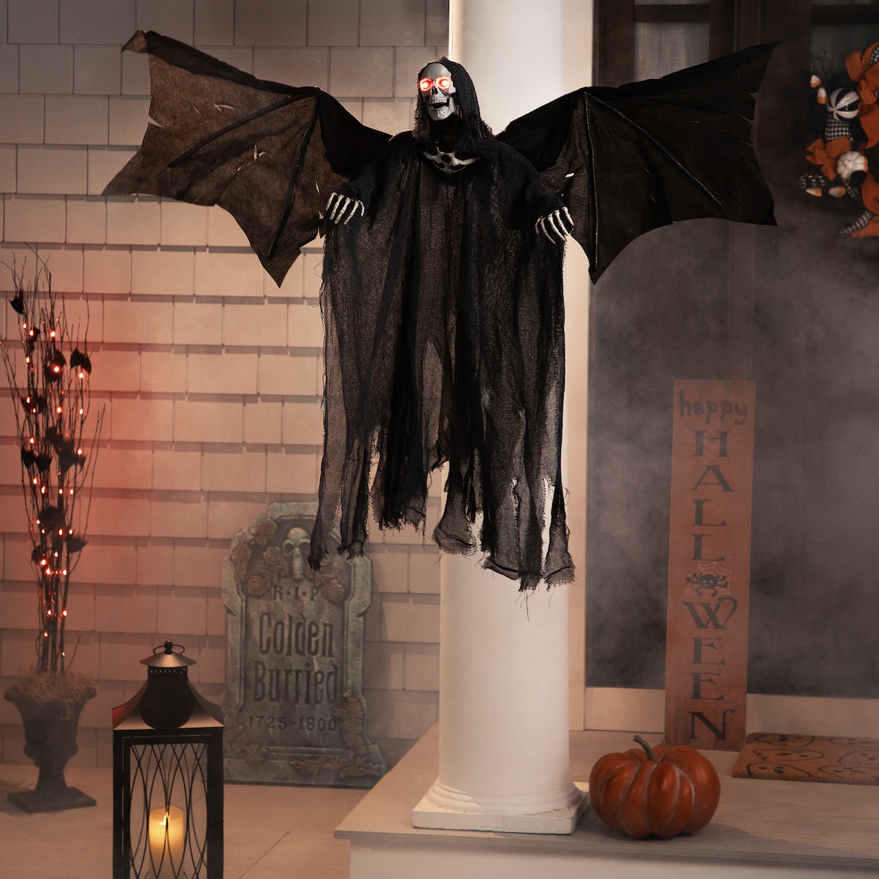50" LED Lighted & Animated Winged Grim Reaper Halloween Decoration